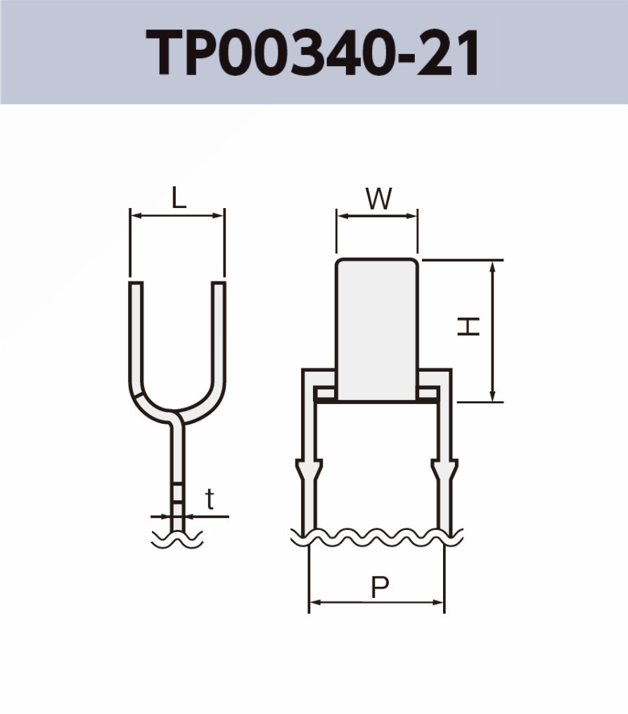 ワイヤー用端子 TP00340-21 基板実装用 ラジアルリードテーピング RoHS指令対応品
