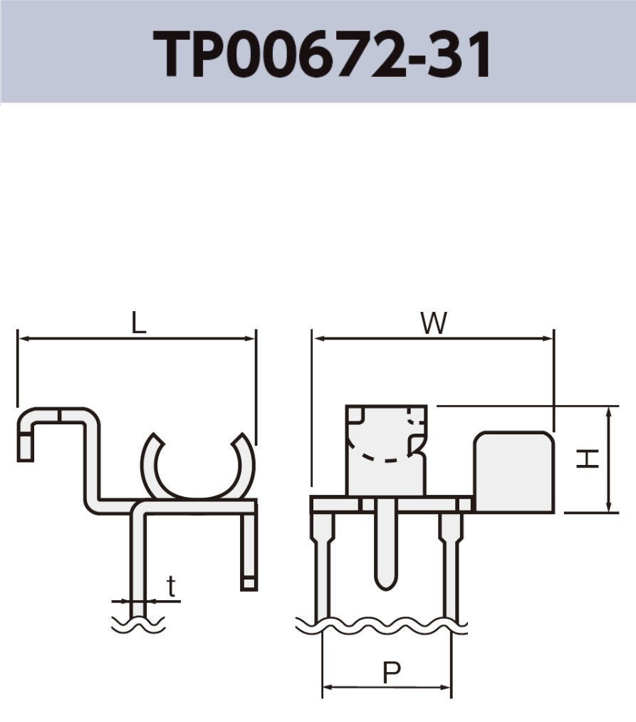 ワイヤー用端子 TP00672-31 基板実装用 ラジアルリードテーピング RoHS指令対応品