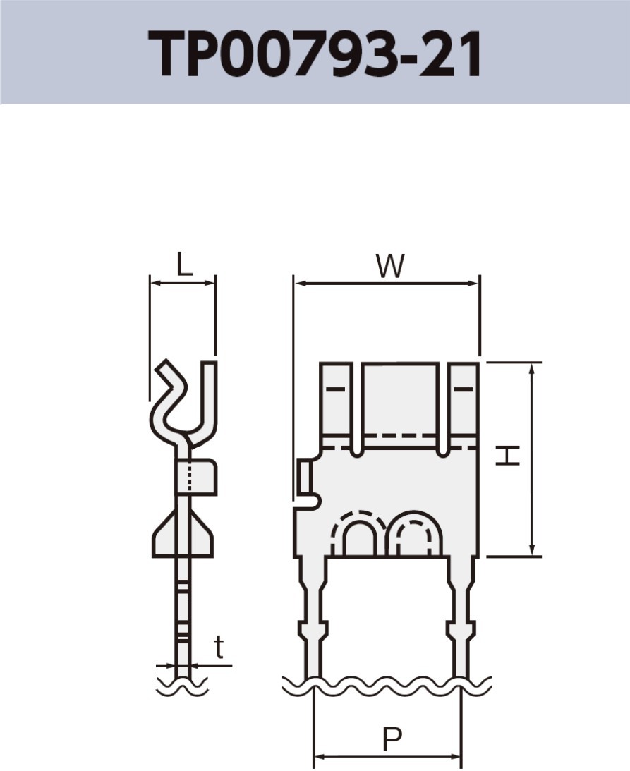 ワイヤー用端子 TP00793-21 基板実装用 ラジアルリードテーピング RoHS指令対応品